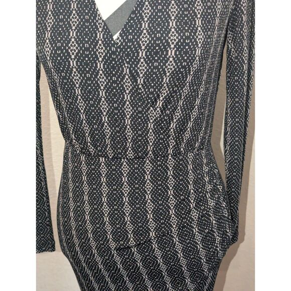 BCBGeneration Black & White Geometric Print Faux Wrap Dress XXS - Picture 2 of 5